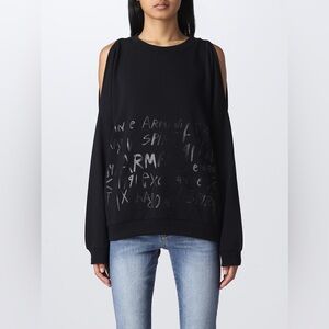 Armani Exchange graphic logo pint black sweatshirt with cold-shoulder size S